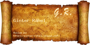 Ginter Ráhel névjegykártya